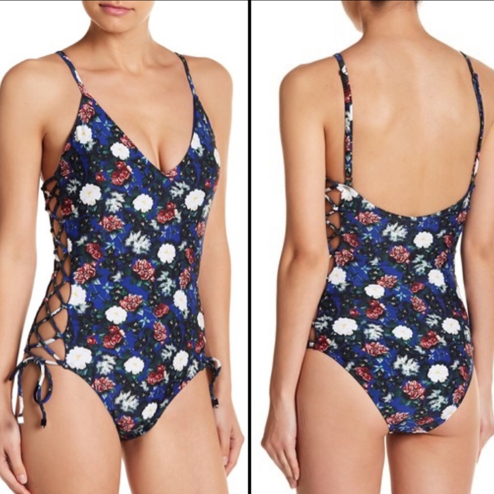 Rachel Rachel Roy Lace-Up One-Piece Swimsuit